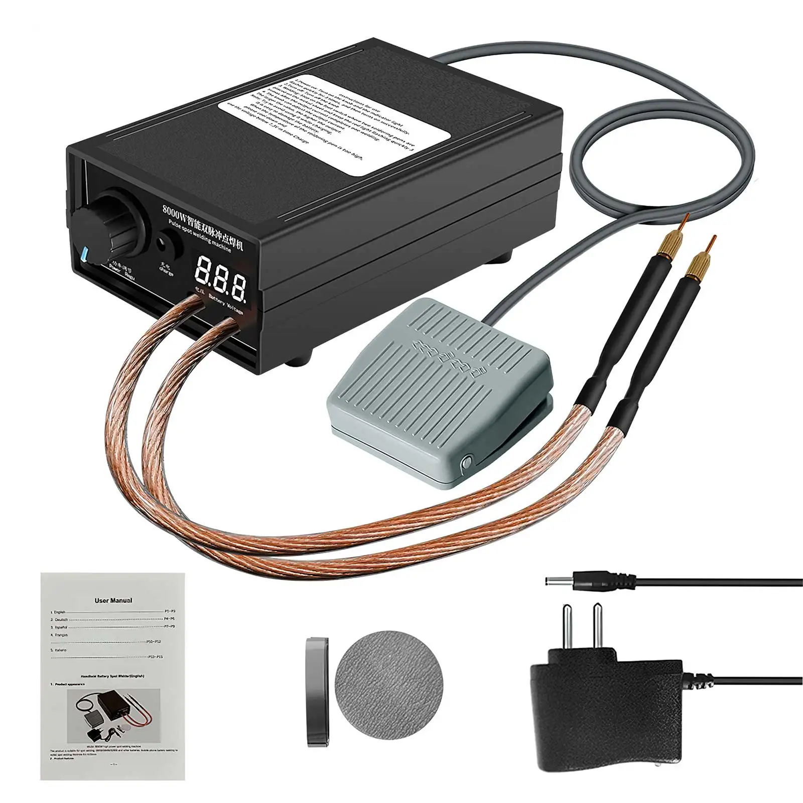 Kit de soudeuse par points miniature 8000W, stylo de soudage automatique portable pour la soudure de batteries 18650, adapté aux bandes de nickel de 0,15 mm, pour l'assemblage électronique DIY et les travaux de traitement des batteries