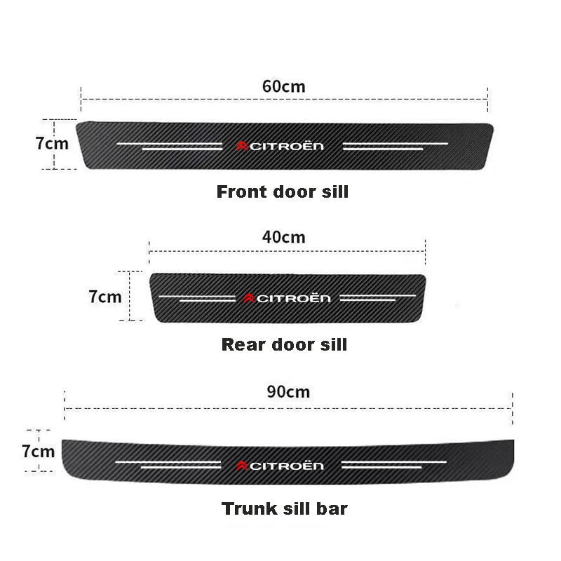 For Citroen C4 C3 C5 C1 DS3 DS4 Berlingo Jumper ZX Xsara Spacetourer Numero 9 Survolt BX Carbon Fiber Car Door Edge Sill Sticker