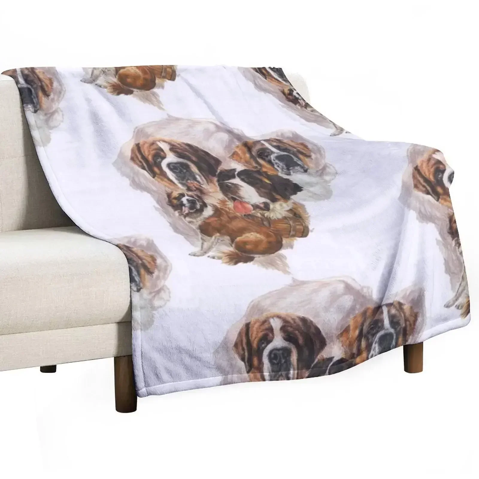 Saint Bernard Grouping Throw Blanket Furry Thermal Large Soft Beautifuls Sofa Throw Blankets