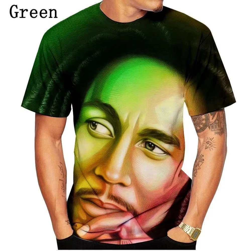 Newest Summer Men Clothing 3d Print Bob Marley Graphic T-Shirt, Men\'s Casual Hip Hop Sports Men Breathable Quick Dry T-Shirt Top