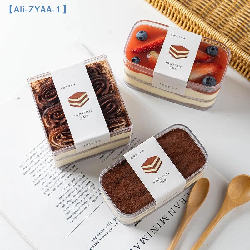 【ZYAA-1】Cajas de almacenamiento para galletas y aperitivos, cajas de embalaje para tiramisú, cajas transparentes de PP para panadería, caja para fiestas de Navidad y bodas con tapa