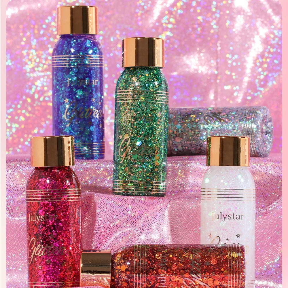 เมอร์เมด เซควินส์ บอดี้ กลิตเตอร์ เจล หลากสี แต่งหน้าให้เปล่งประกาย กลิตเตอร์สำหรับใบหน้า ผม อายแชโดว์ DIY ศิลปะบนเล็บ เครื่องสำอางสำหรับงานเทศกาลดนตรี