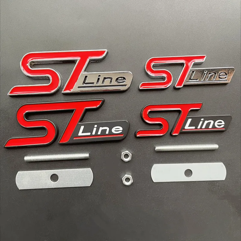 3D Metal ST Line Logo Front Grill Emblem Trunk Badge For Ford Kuga MK3 MK4 Max Focus Puma Fiesta ST Line Sticker Car Accessories