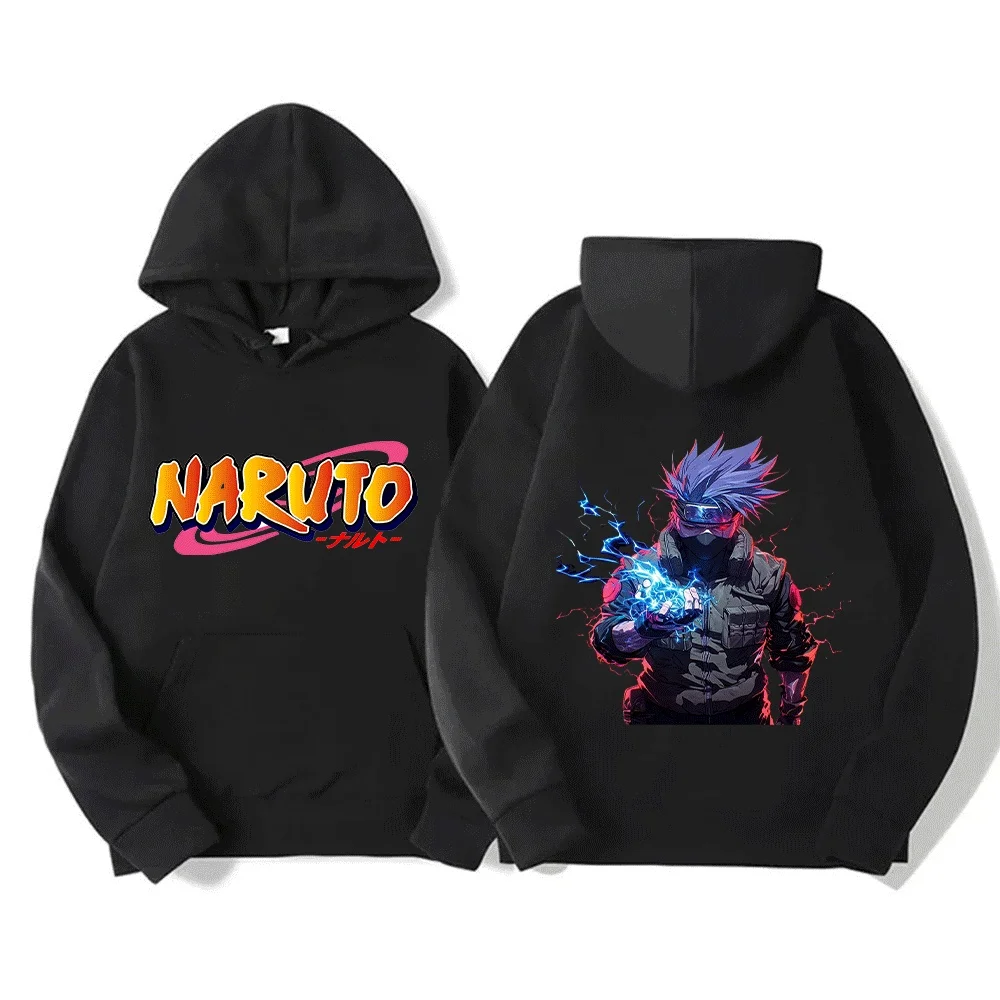 Elegantes sudaderas con capucha para padres e hijos de inspiración de Naruto con elemento relámpago para niños y adultos, perfectas para fanáticos del anime