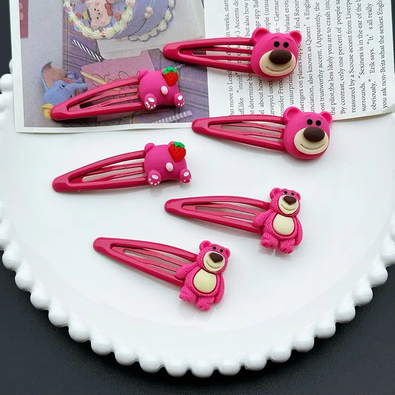 Disney Lotso anime and cartoon peripheral hairpins cute bangs clip BB clip kawaii children princess hair accessories side clip