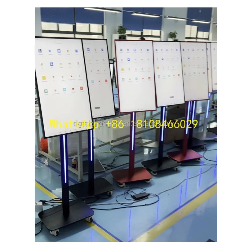 كشك إعلاني داخلي مقاس 32 بوصة قائم على الأرض مع لافتات رقمية بشاشة LCD تعمل باللمس وكشك الطوطم لعرض الملصقات #1