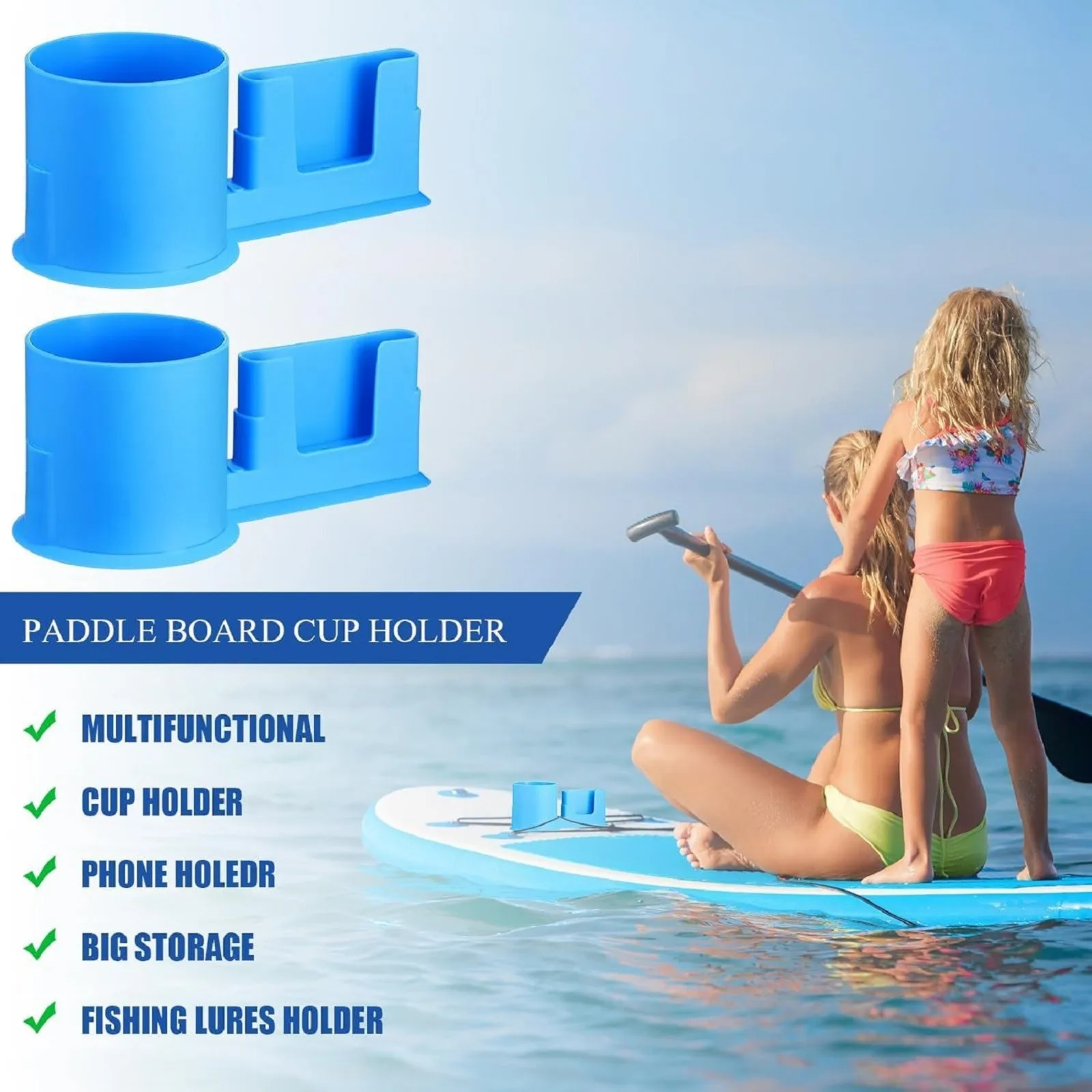 2-in-1 SUP-Becherhalter und Handyhalterung, universelle Paddelboard-Wasserflaschen- und Handyhalterung für aufblasbare SUP-Boards und Kajaks – Detail 1