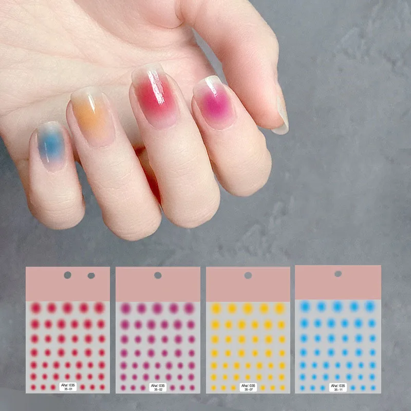 Auto-adesivos para nail art, 1 parte, rosa, ombre, redondo, gradiente, translúcido, blush, decoração, azul