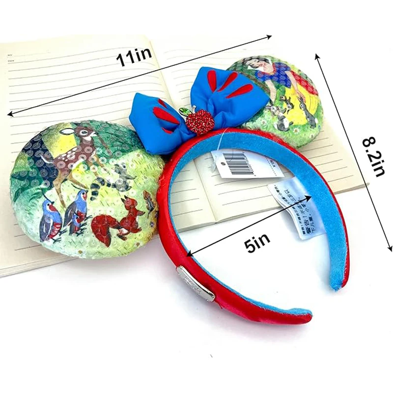 Mickey Mouse Ears Headband Snow White Bows Headband Birthday Party Christmas Halloween Princess Cosplay Costume For Women Adult