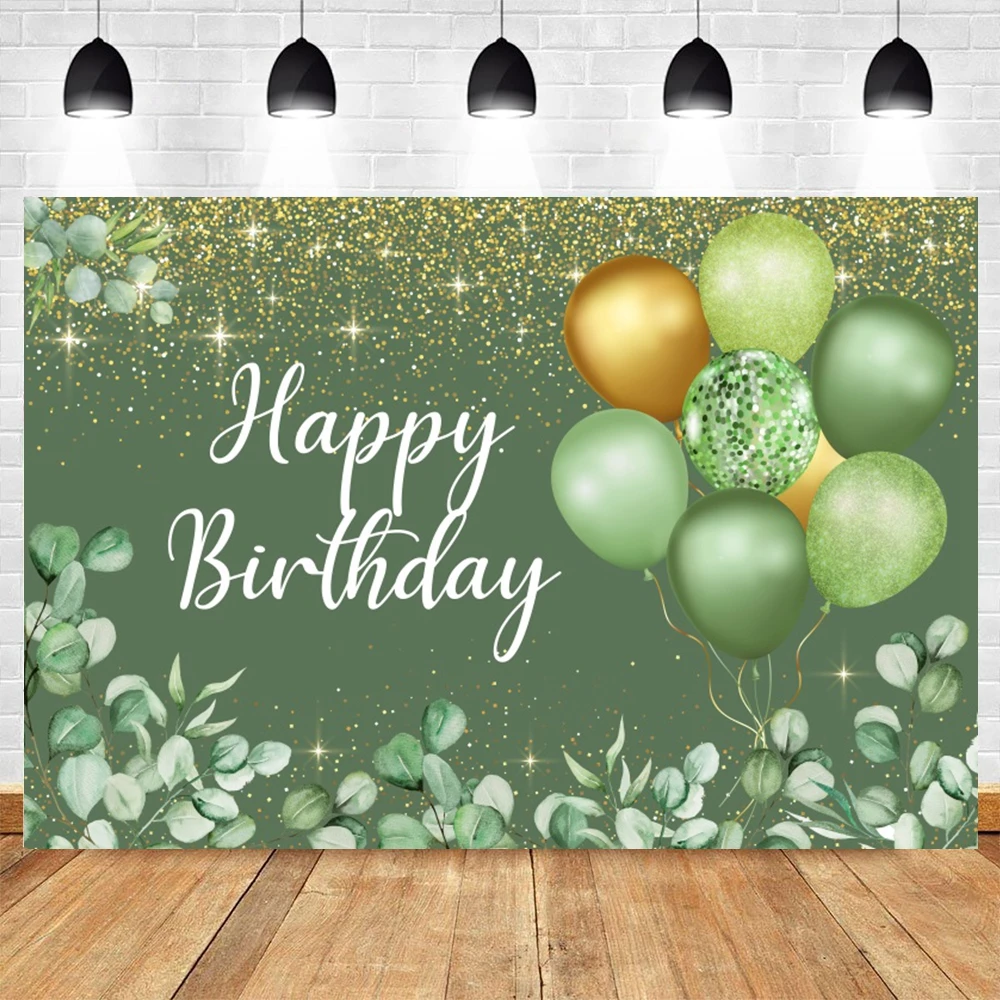 Adult Happy Birthday Party Backdrop for Photography Golden Glitter Balloons Champagne Gifts Birthday Decor Photo Background