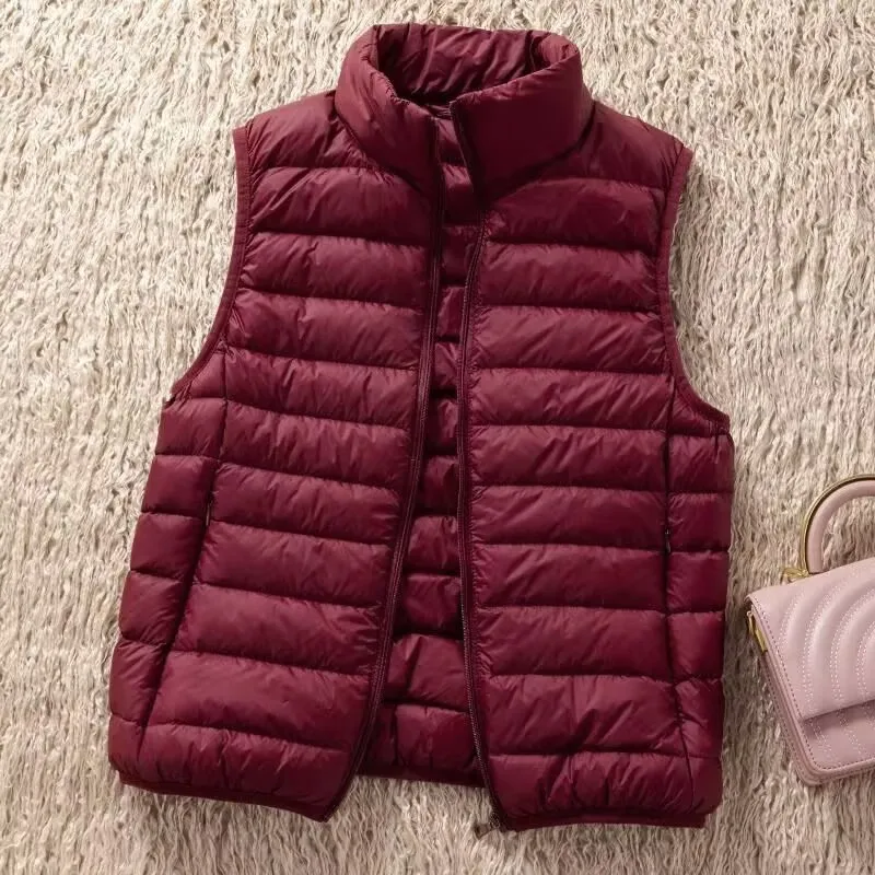 

Women Puffer Vest Coat 2025 New Autumn Winter Sleeveless Duck Down Waistcoats Ultra Light Portable Windproof Fluffy Jackets Vest