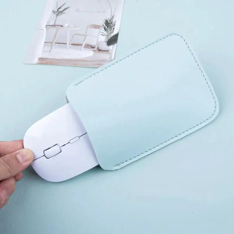 1/2 Buah Tas Penyimpanan Mouse Nirkabel Tas Lengan Pelindung Kulit PU Tas Anti Gores Kantong Penyimpanan Barang Kecil Tas Wanita
