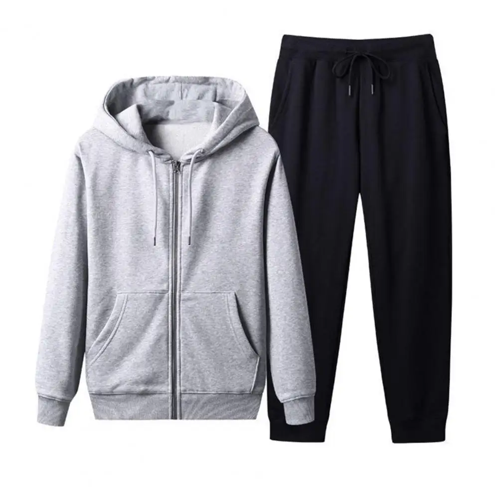 Thicken Hoodies Winter Warm Sportsuit Men Hooded Running Sets Women Fleece Jacket Pants Windproof Loose Sportswear 1Set