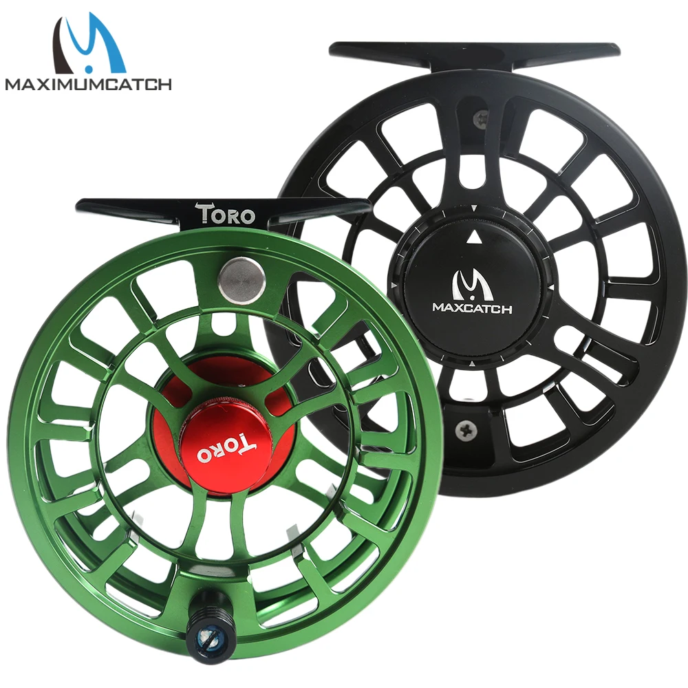 MAXCATCH TORO Fly Fishing Reel CNC Machined Aluminum Large Arbor Micro Adjust Drag 3/4/5/6/7/8WT Freshwater Saltwater Fly Reel