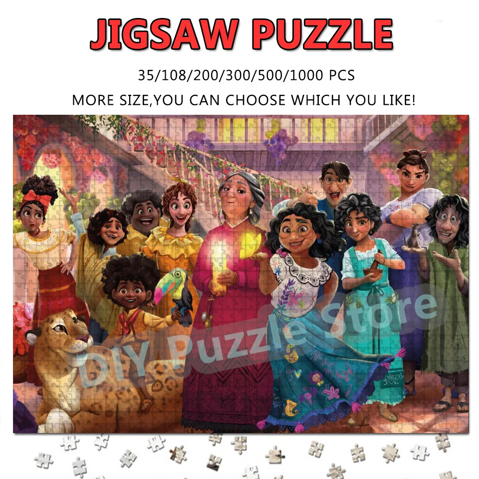 

Disney Princess Encanto Diy Assembly Jigsaw Puzzles 108/200/300/500/1000/1500 Pieces Cartoon Anime Print Puzzle Decompress Toys