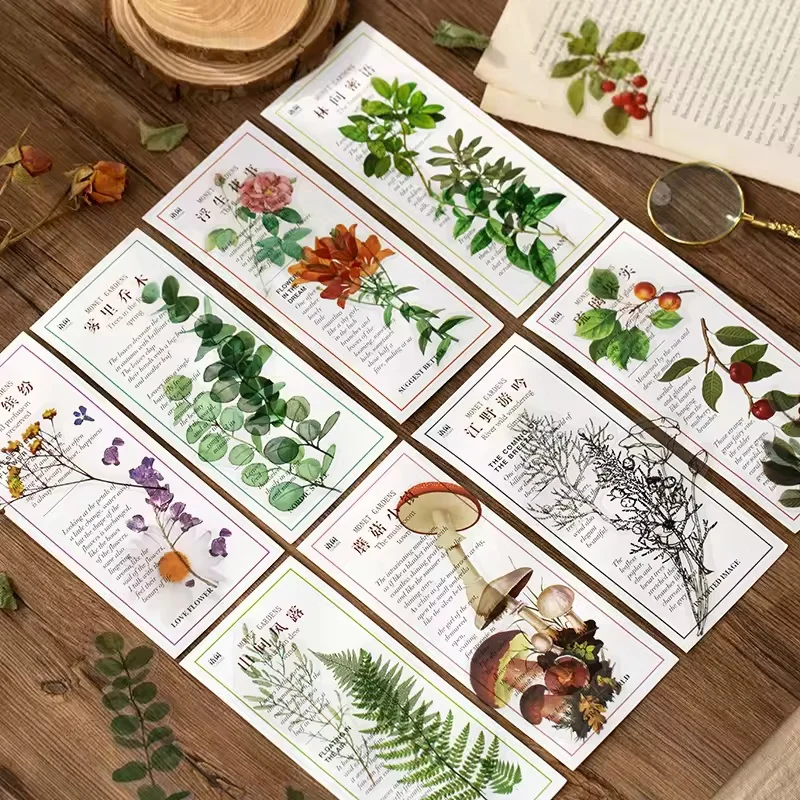 40 Pcs PET Stickers Plants Flowers Sticker Mushrooms Hand Account Background Diary Decoration Materials