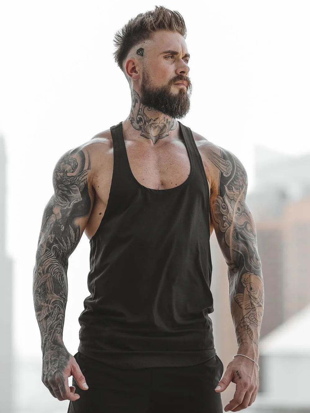 Muscle fitness male brothers summer sports leisure elastic quick dry blank light plate without logo splicing vest Express