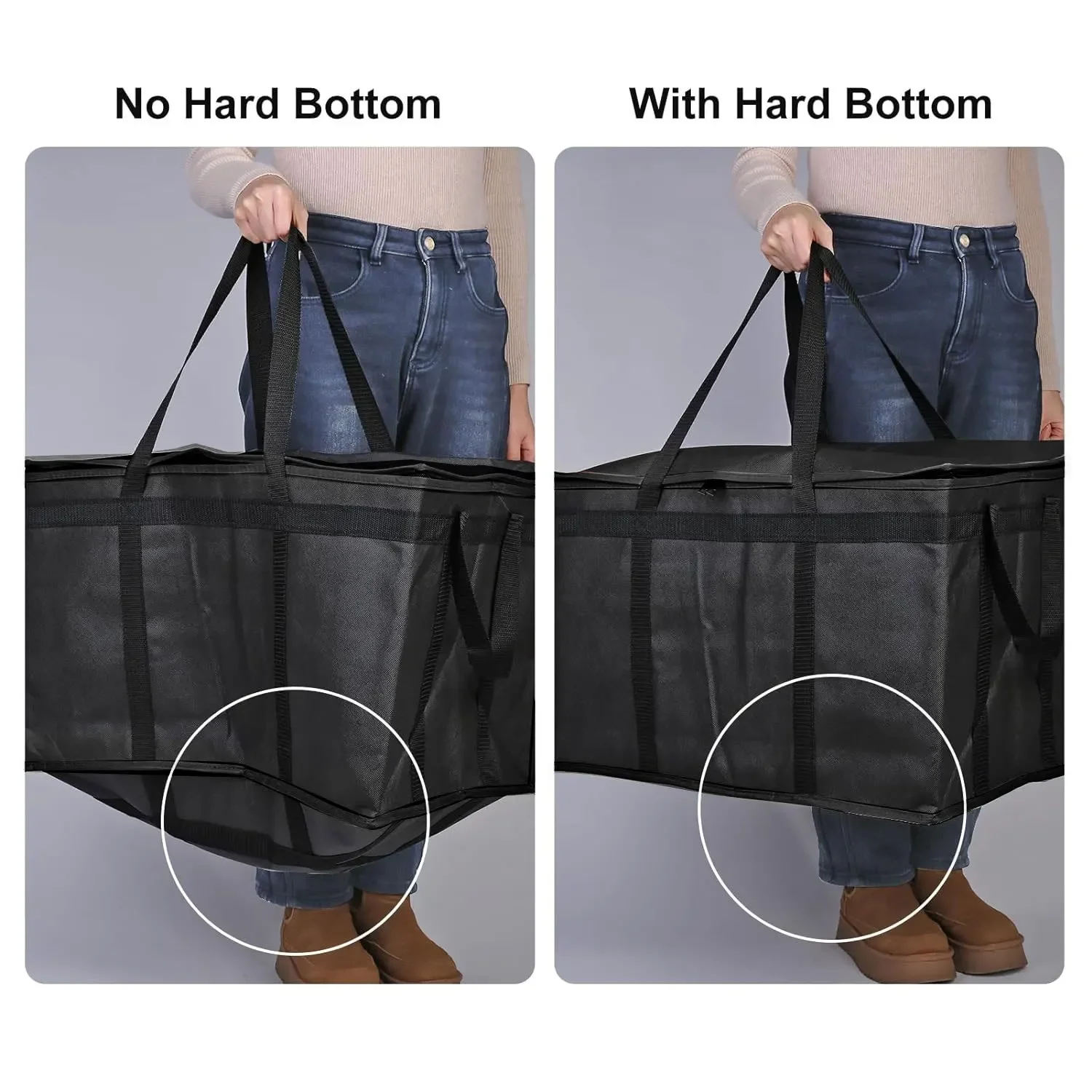 1 Set (Bag & Bottom), XXXL Large Capacity Reusable Warming Bag with Removable Hard Bottom, 3 Layers Insulated Pizza Delivery Bag