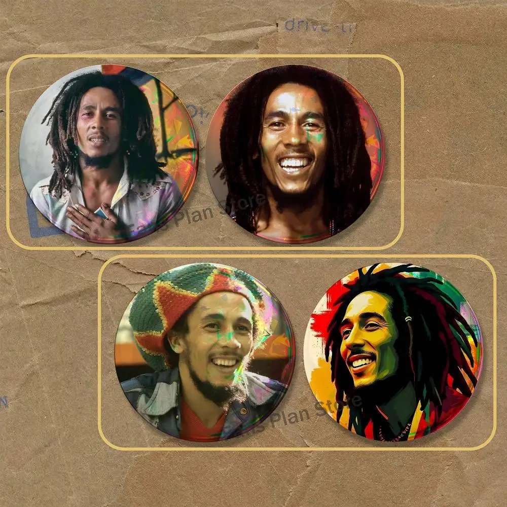 B-Bob M-Marley Reggae 2-piece Set Enamel Pins Cartoon Anime Badge Fashion Jewelry Accessories Round Snap-in Brooch On Backpack