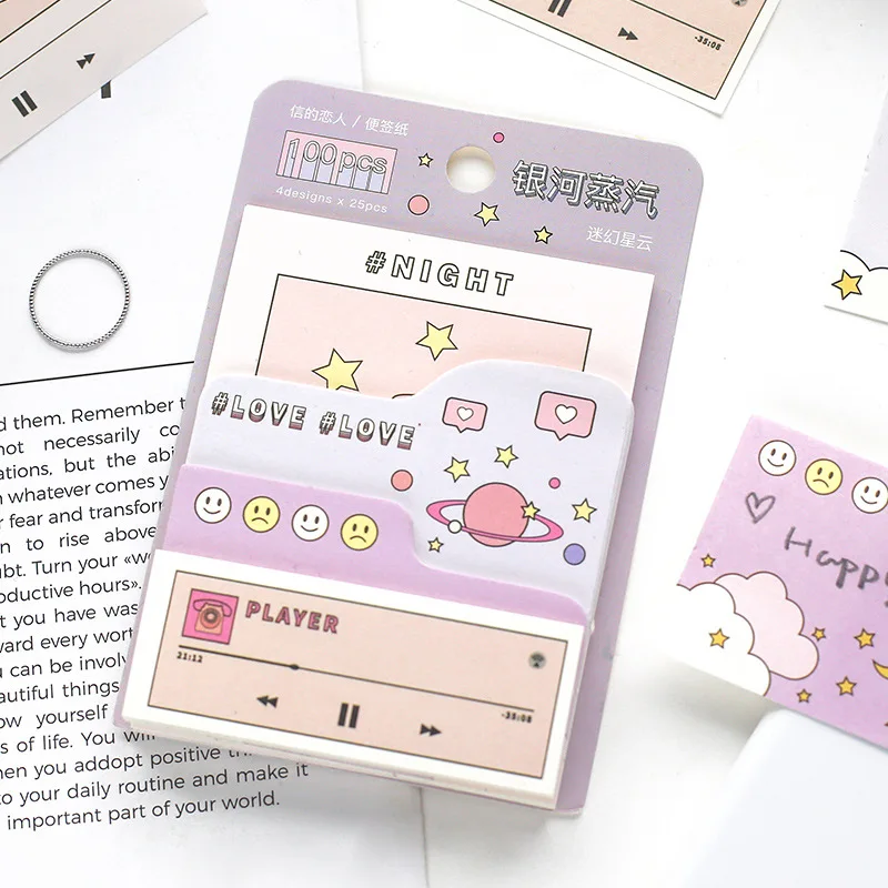 100sheets/lot Memo Pads Material Paper Galaxy steam Junk Journal Scrapbooking Cards Retro Background Decoration Paper