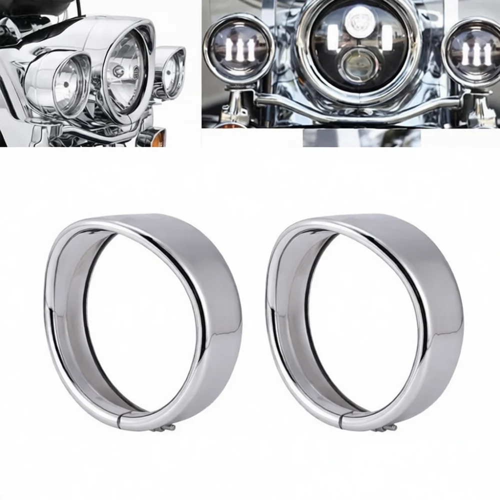 Motorcycle 7 Inch Headlight Trim Ring 4 5 Inch Fog Light Visor Protector For Touring Road King Glide Exterior Lighting