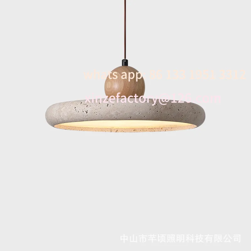 

Customizable yellow travertine Japanese wabi-sabi restaurant chandelier personalized creative round flying saucer led bar