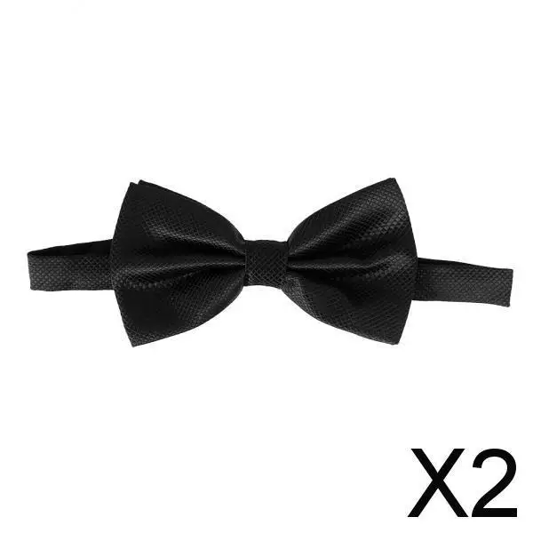 

2xAdjustable Concealed Tuxedo Bow Tie Double Layer Wedding Party Necktie Black