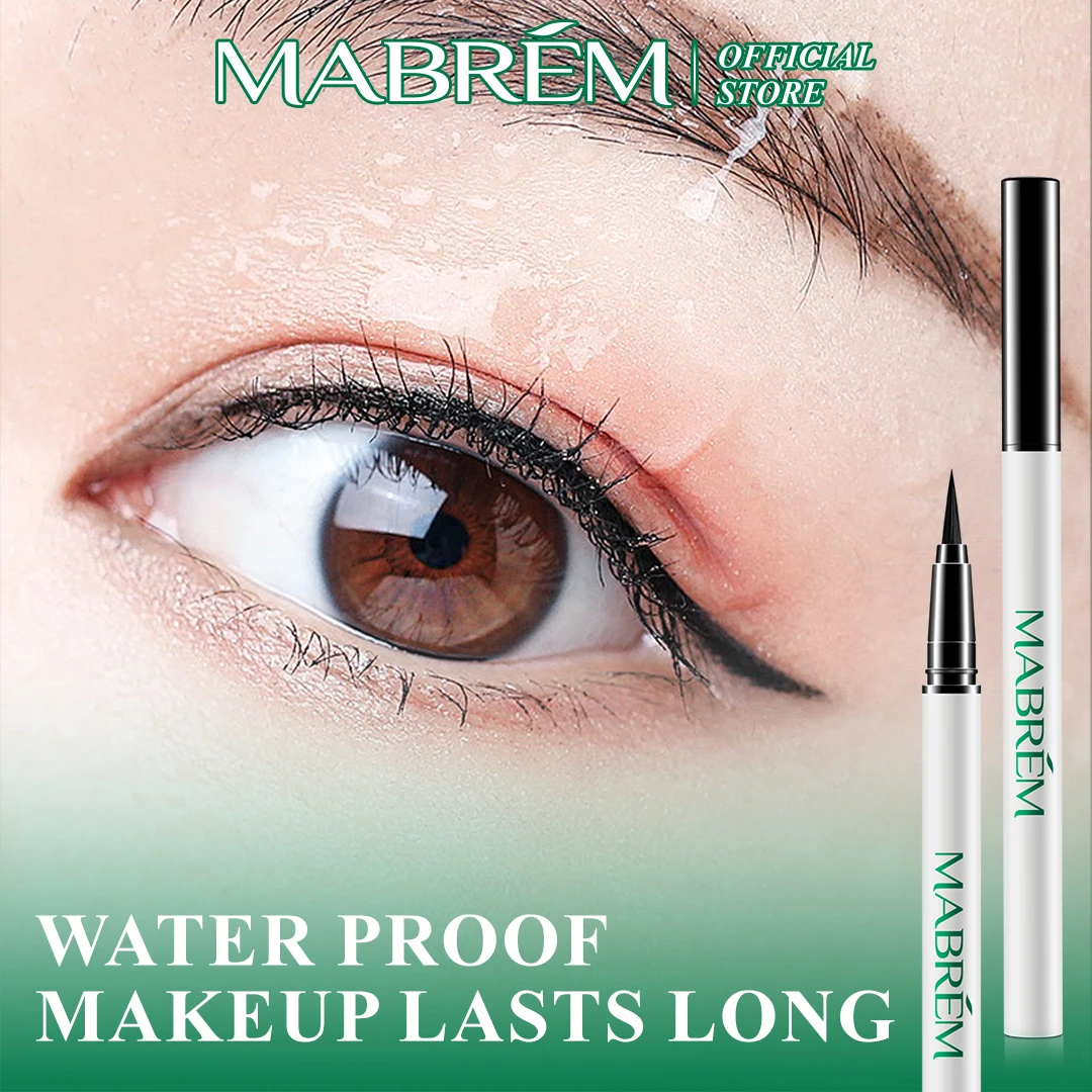 MABREM Zwarte vloeibare eyeliner Oogmake-up Super waterdichte langdurige eyeliner Gemakkelijk te dragen ogen Make-up Cosmetica Gereedschap