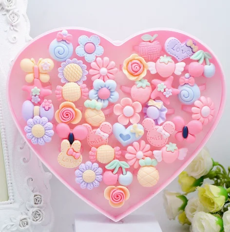 36Pcs Resin Cartoon Ring Set Flower Shape Adjustable Decorative Rings Multi Style Leisure Daily Matching Accessory Ornament