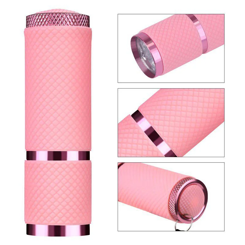 PortableNail Cure lampe à lumière LED 4 couleurs lampe de poche Gel lampe à polymérisation UV détecteur devises lampe sèche-ongles lampe de manucure