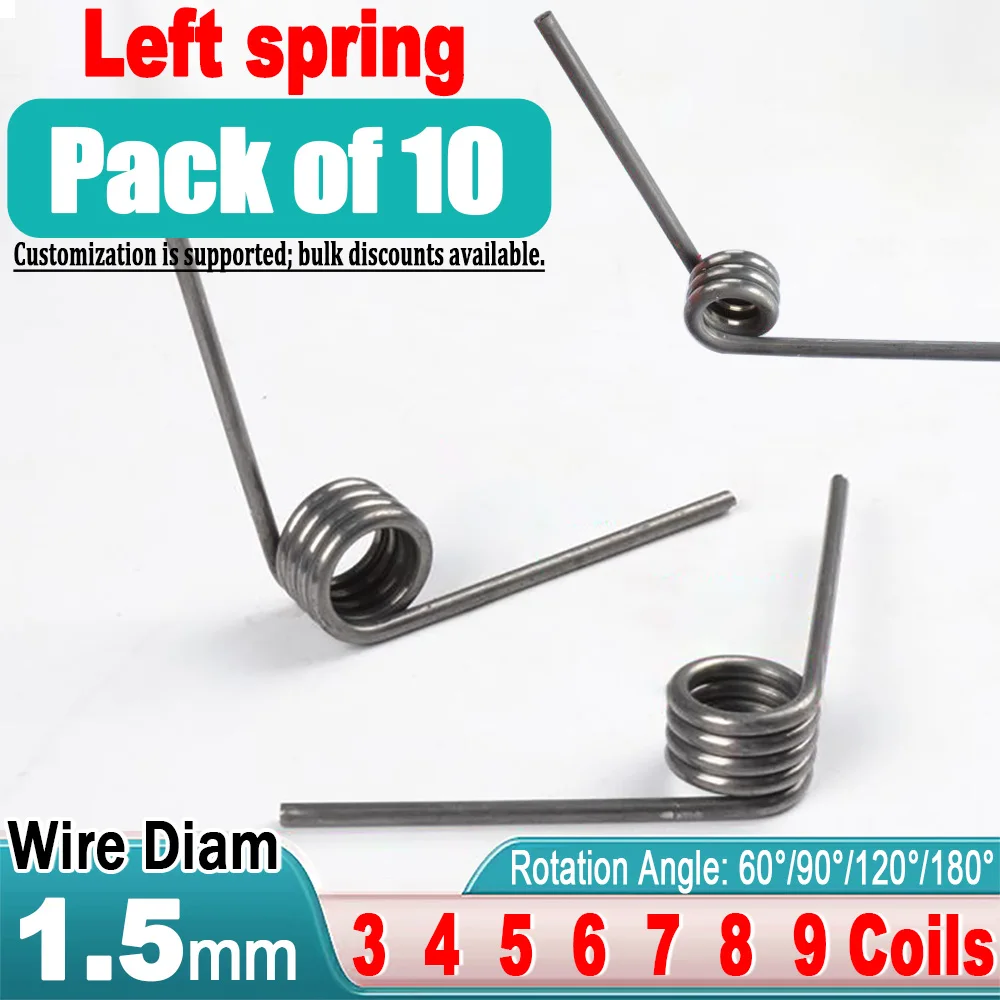 10Pcs Wire Diameter 1.5mm Small Torsion Spring Torsion Hairpin Spring V-shaped Customizable 60/90/120/180 Degree