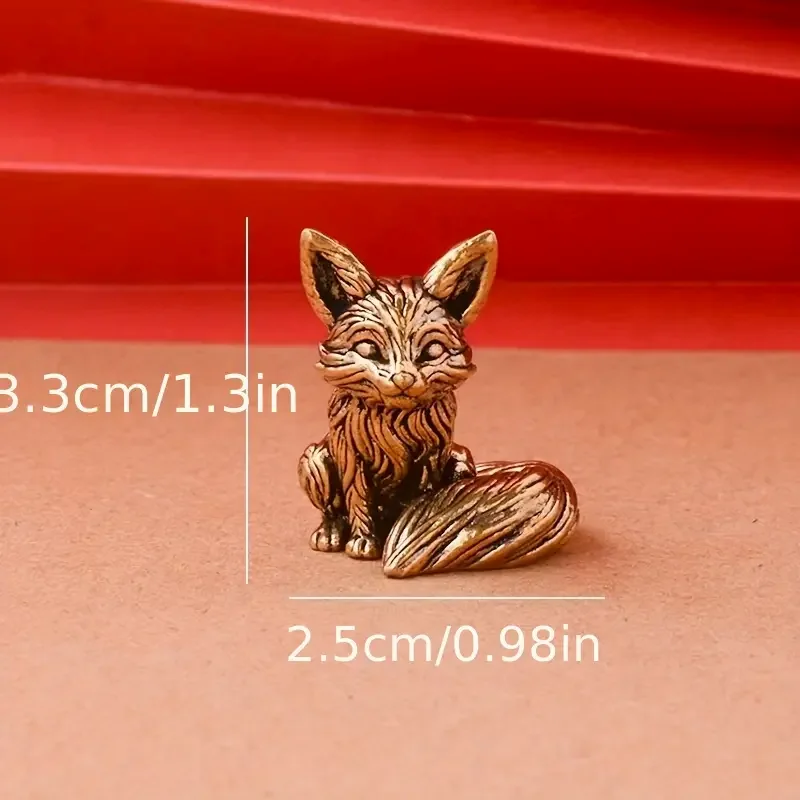 Messing Fuchs Statue Niedliche Fuchs Miniatur Figuren Schreibtisch Ornament Dekorationen Zubehör Kupfer Tier Skulptur Home Decor Handwerk – Detail 1