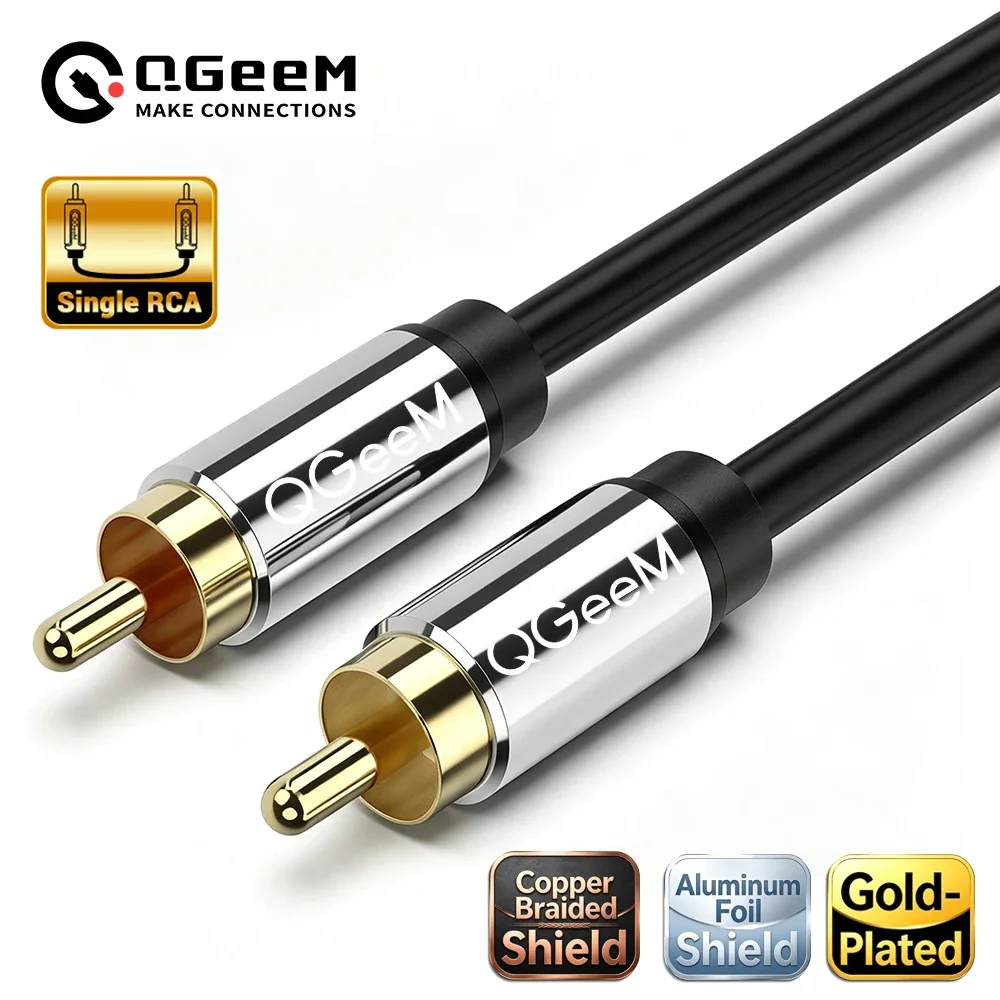 QGeeM RCA to RCA Audio Coaxial Cable Male to Male Digital Cable for TV Box Amplifier Stereo HiFi SPDIF Video Aux Subwoofer Cable