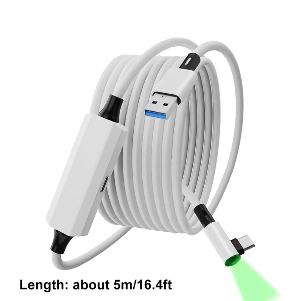 كابل USB3.2 Gen1 5M VR Link للشحن أثناء اللعب من النوع a إلى C كابل نقل البيانات ثابت لـ Meta Quest 3/3S/Pico 4 Ultra