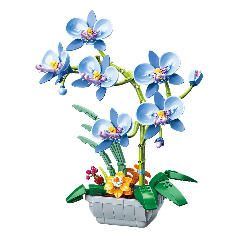 

Orchid Building Blocks MOC Bouquet Butterfly Plant Bonsai Romantic Kit Adult Assembled Bricks Toy Girls Gift Valentine's Day