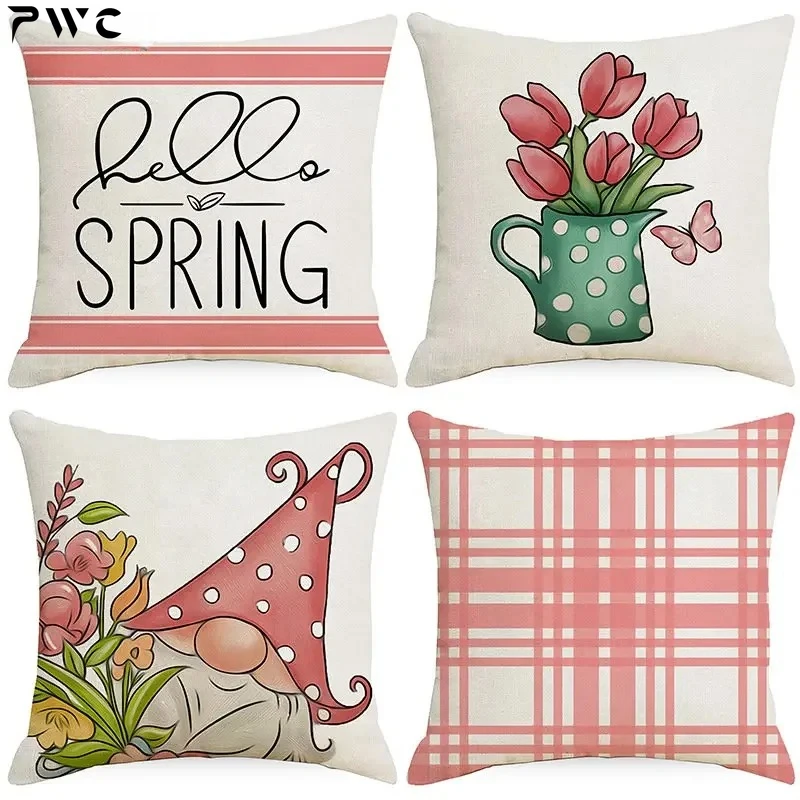 2023 New Arrival Dwarf Flower Cushion Cover Spring and Summer Printed Cushion Cover Plant Floral Pattern Decorative Pillowcase