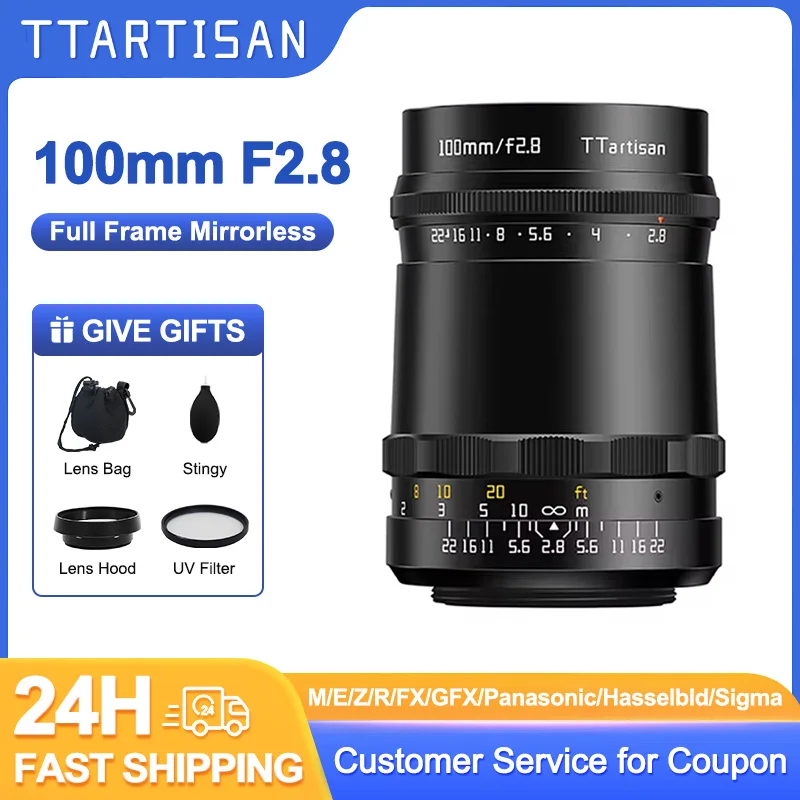 

TTArtisan 100mm F2.8 полнокадровое переходное кольцо для объектива M42 для Sony E A Nikon Z F Canon EF RF EF-M Leica L M42 Fuji XF Pentax KA