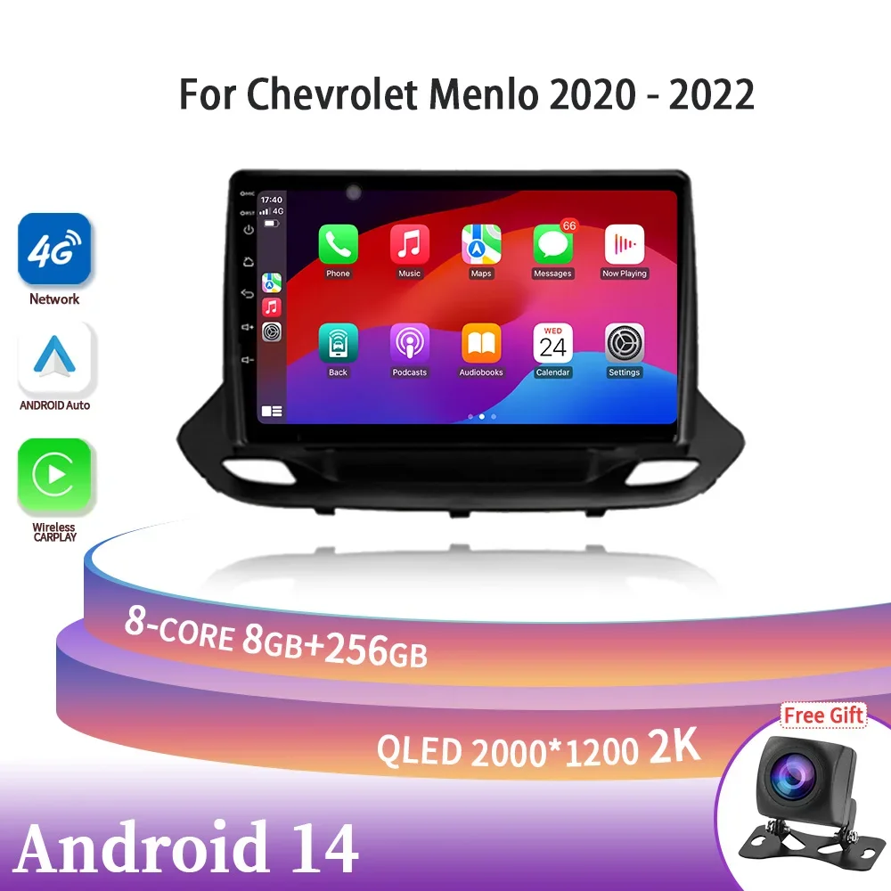 Wireless Carplay Stereo Screen For Chevrolet Menlo 2020-2022 4G GPS Head Unit Android 14 Car Radio Multimedia Navigation 2DIN