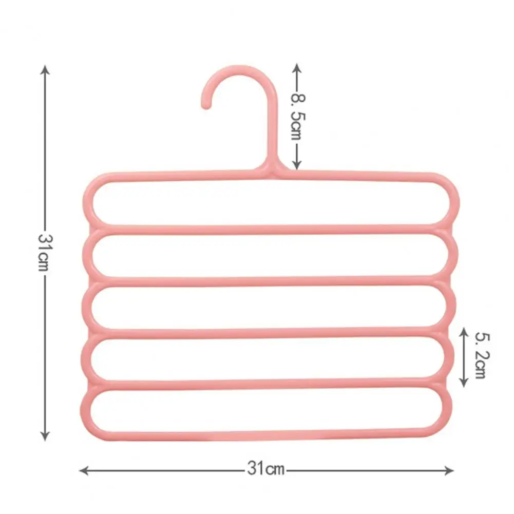 5 Layers Multifunctional Pants Hangers Colorful Plastic Non-Slip Space-saving Closet Hangers Closet Storage Artifact