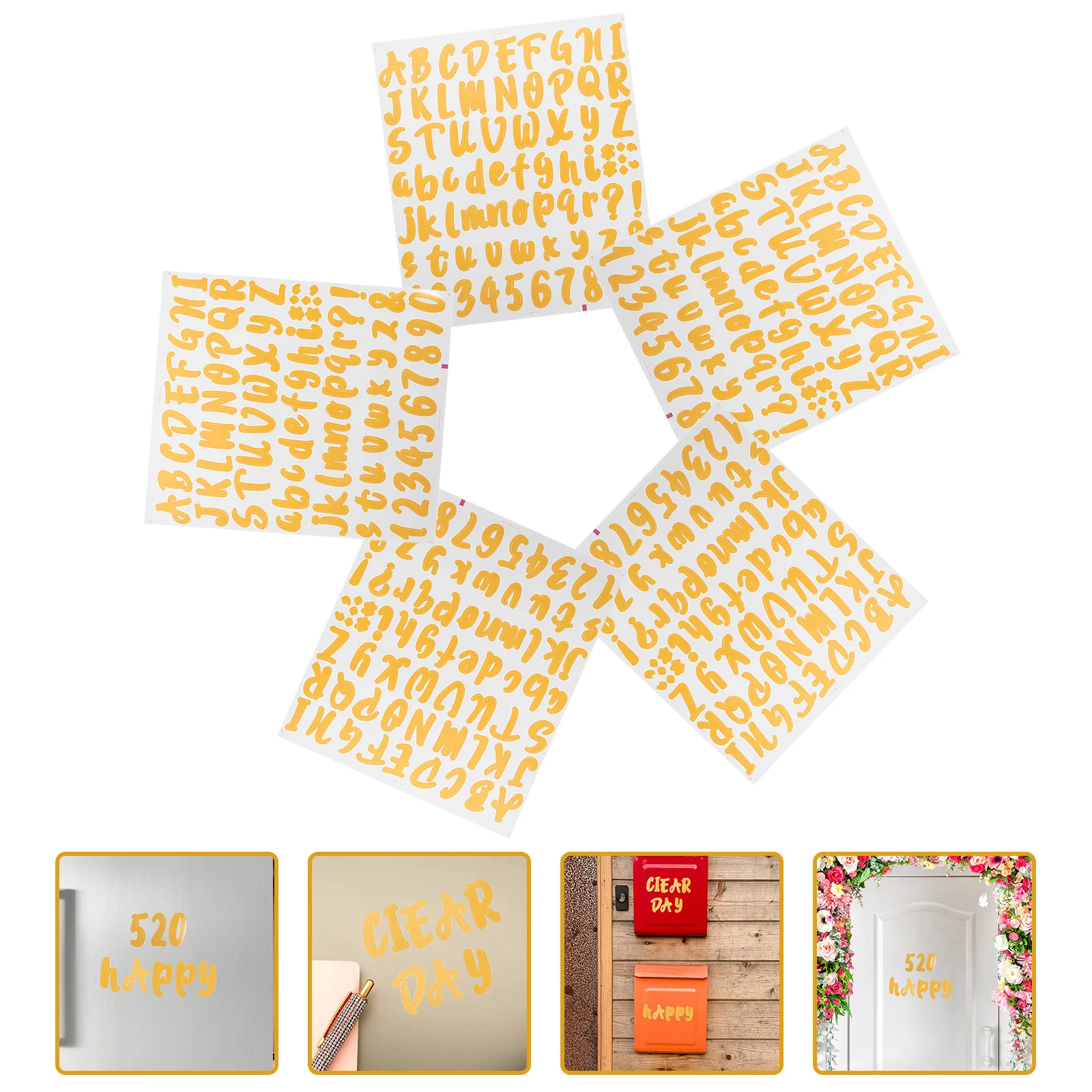 5 Sheets Number Stickers Wedding Birthday Party Numbers Letters Name Bottle Mailbox 2150X1800X010CM Business Decals Golden