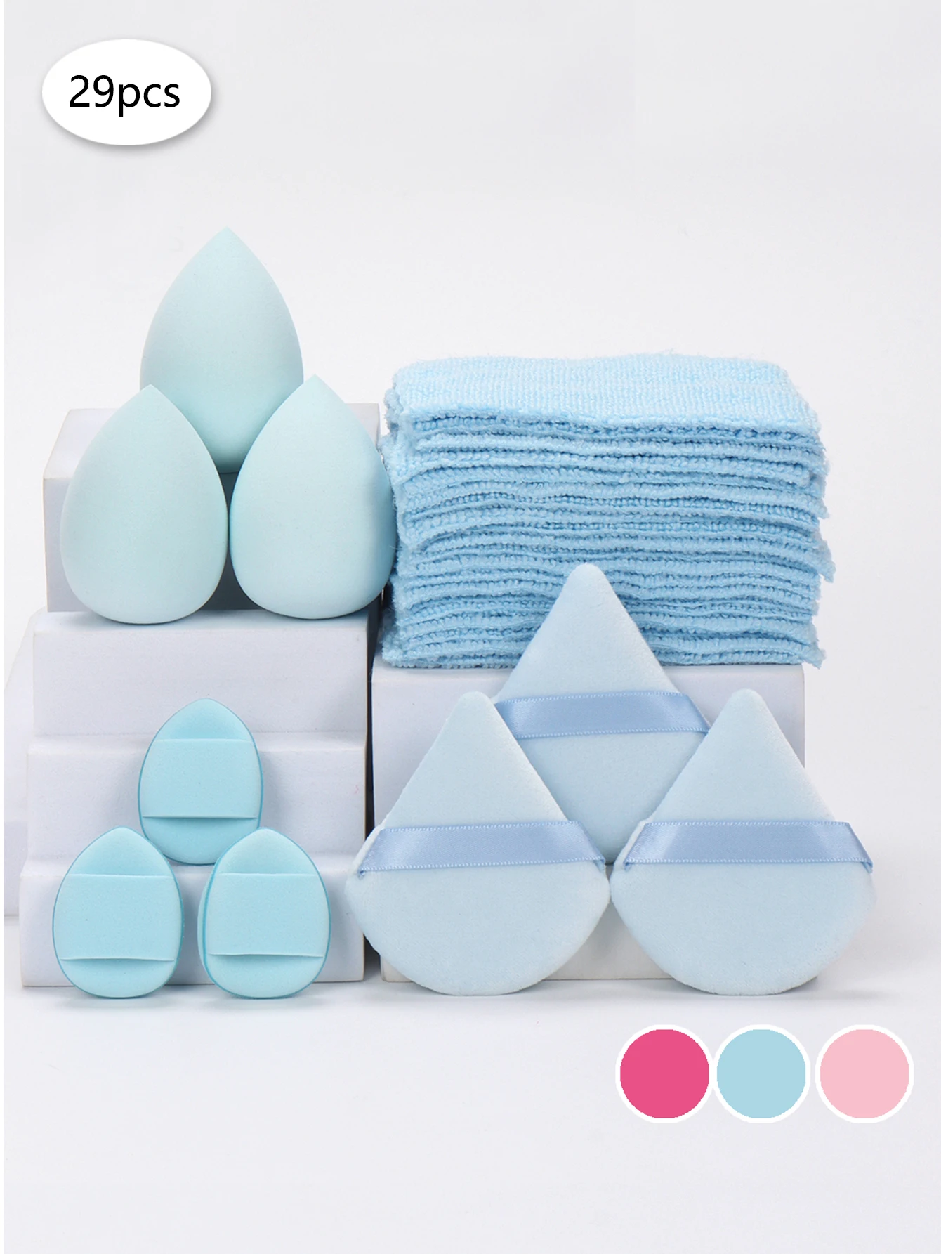 29ピースメイク落としパッド、水、ドライ、ウェットファンデーション付きの二重目的メイクスポンジ、すべての肌タイプに適しています
