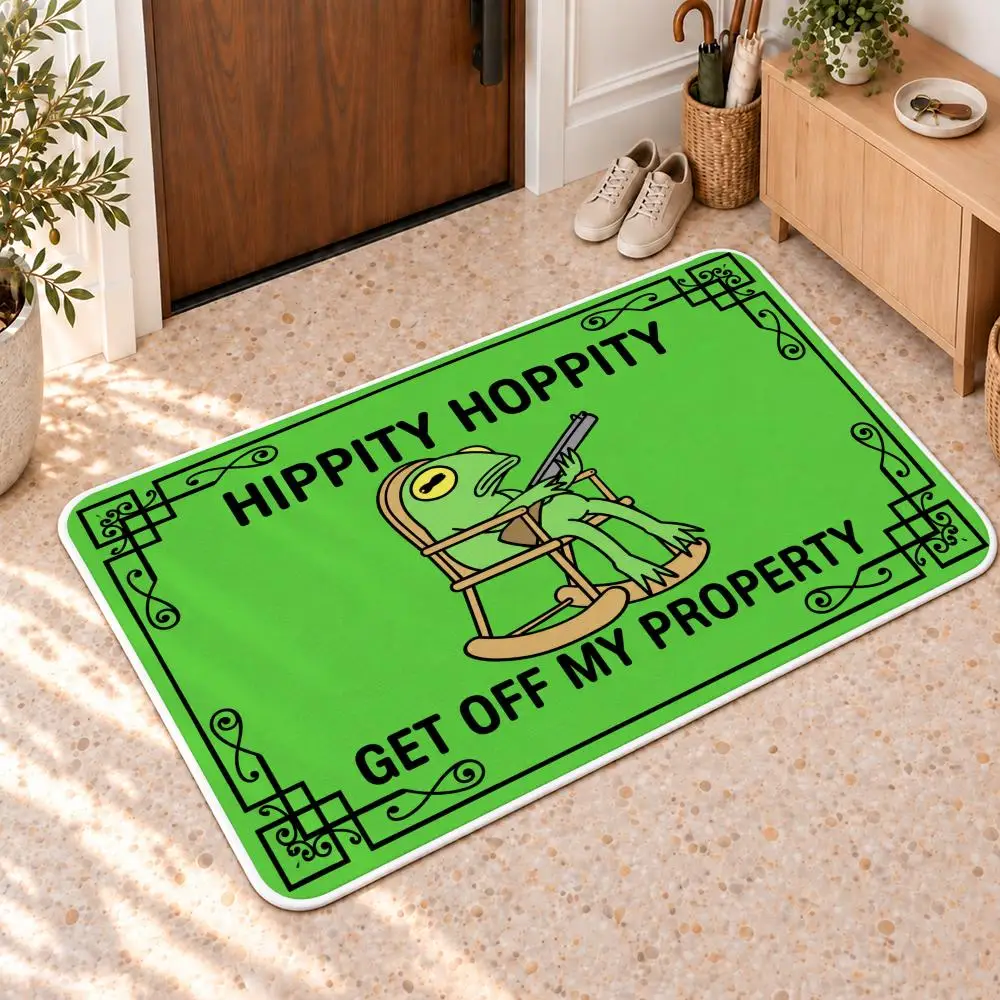 Hippity Hoppity Frogs Floor Mat Flannel Rug Soft Non Slip Door Mat for Bathroom Bedroom Entryway Home Decor Gift