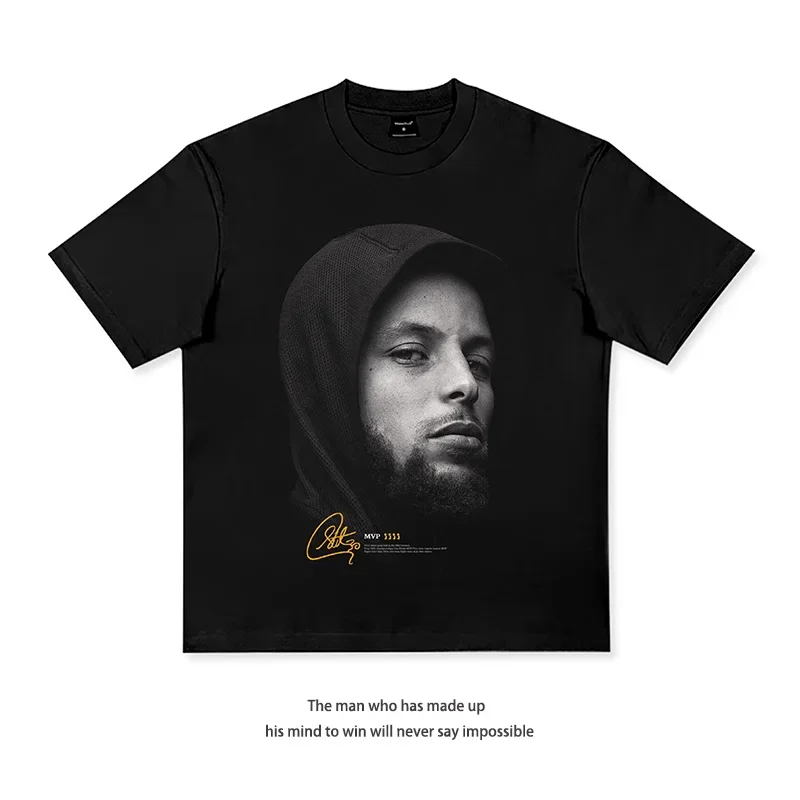 

American Football Star Short Sleeve NBA James Curry Moranteo Basketball Star Harden 100% Cotton Men's T-shirt Short Sleeve Tops