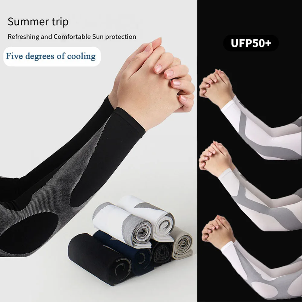 

1 Pair Ice Silk Sleeve Sunscreen Cuff Arm Sleeves Anti-Slip Summer Men Women Gloves Outdoor Sports Riding Uv Sun Protect