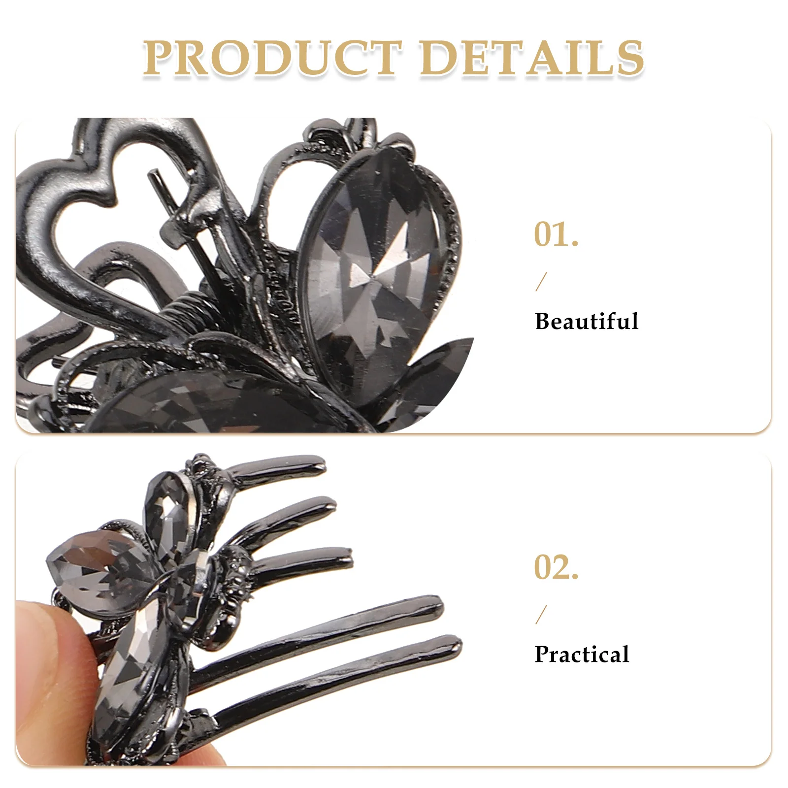 4Pcs Water Crystal Butterfly Hair Clips Sparkly Rhinestone Metal Claw Clips Mini Vintage Decorative Hair Accessories for Side