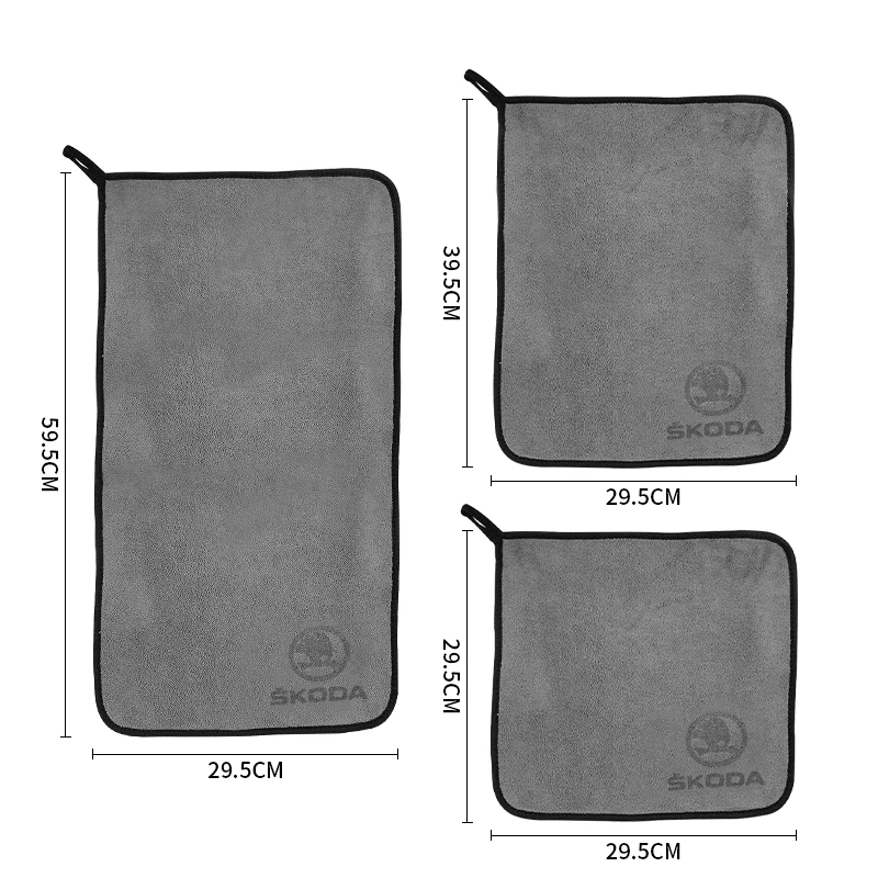 Car Wash Microfiber Towel Auto Emblem Cleaning Drying Rag Cloth For Skoda Fabia 1 2 Octavia a7 RS Superb Rapid Yeti Karoq Vision