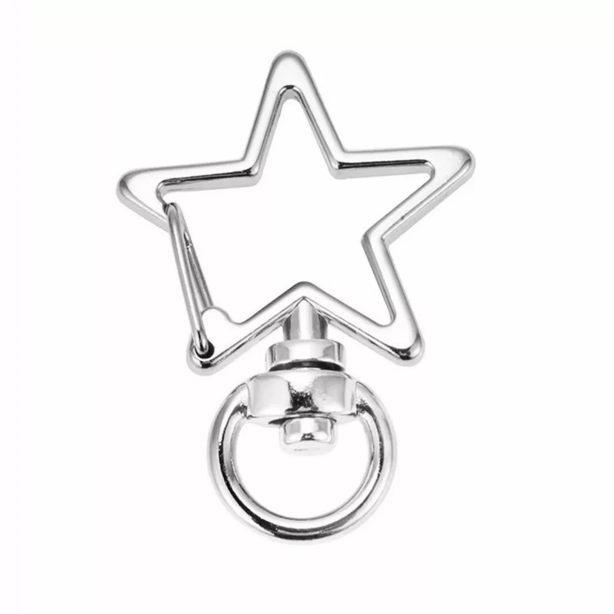 30pcs Silver Color Snap Hook Star Keychain Set