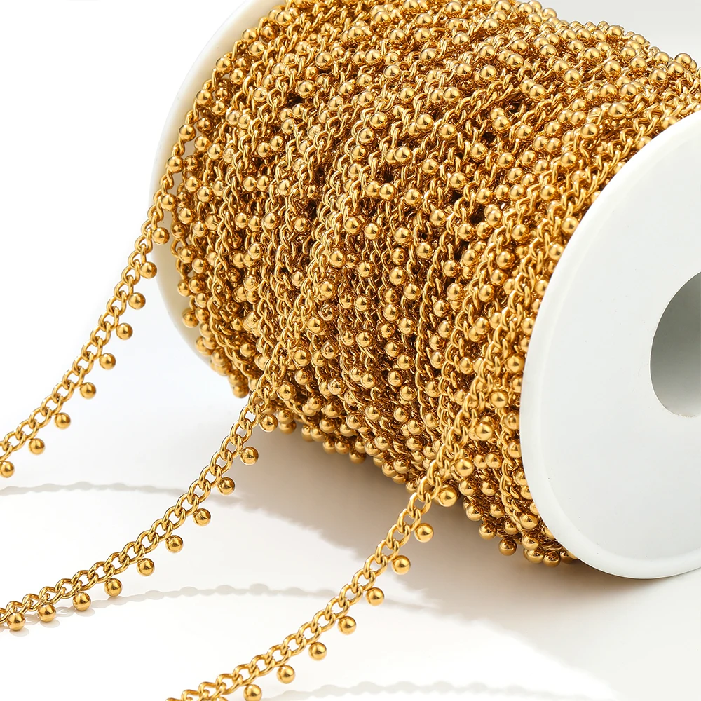 

1-метровые высококачественные цепочки из бисера из нержавеющей стали, цепочки с подвесным шаром, сделай сам, поделки, изготовление ювелирных изделий, материал ожерелья