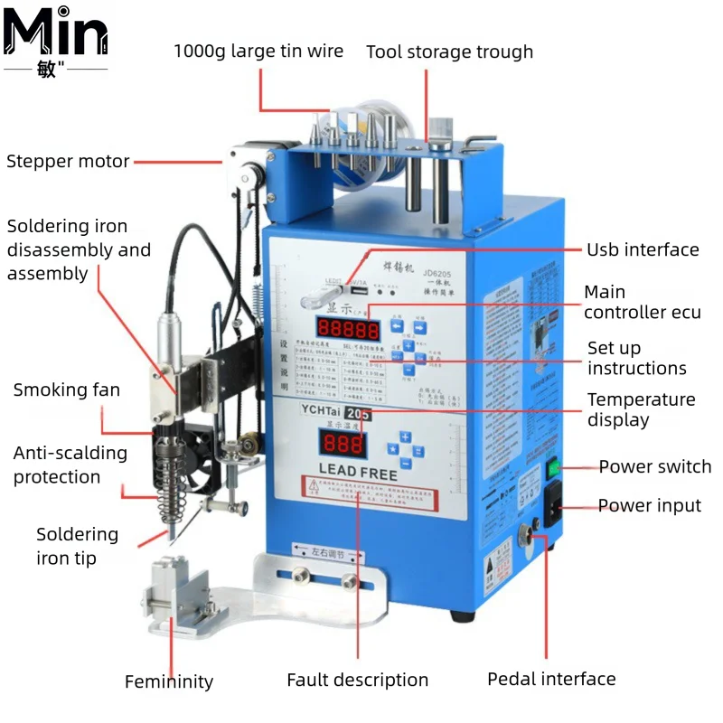 Semi Automatic Foot Operated Soldering Machine with Motor Multifunctional USB2 Soldering Wire Artifact for Electronic Lab