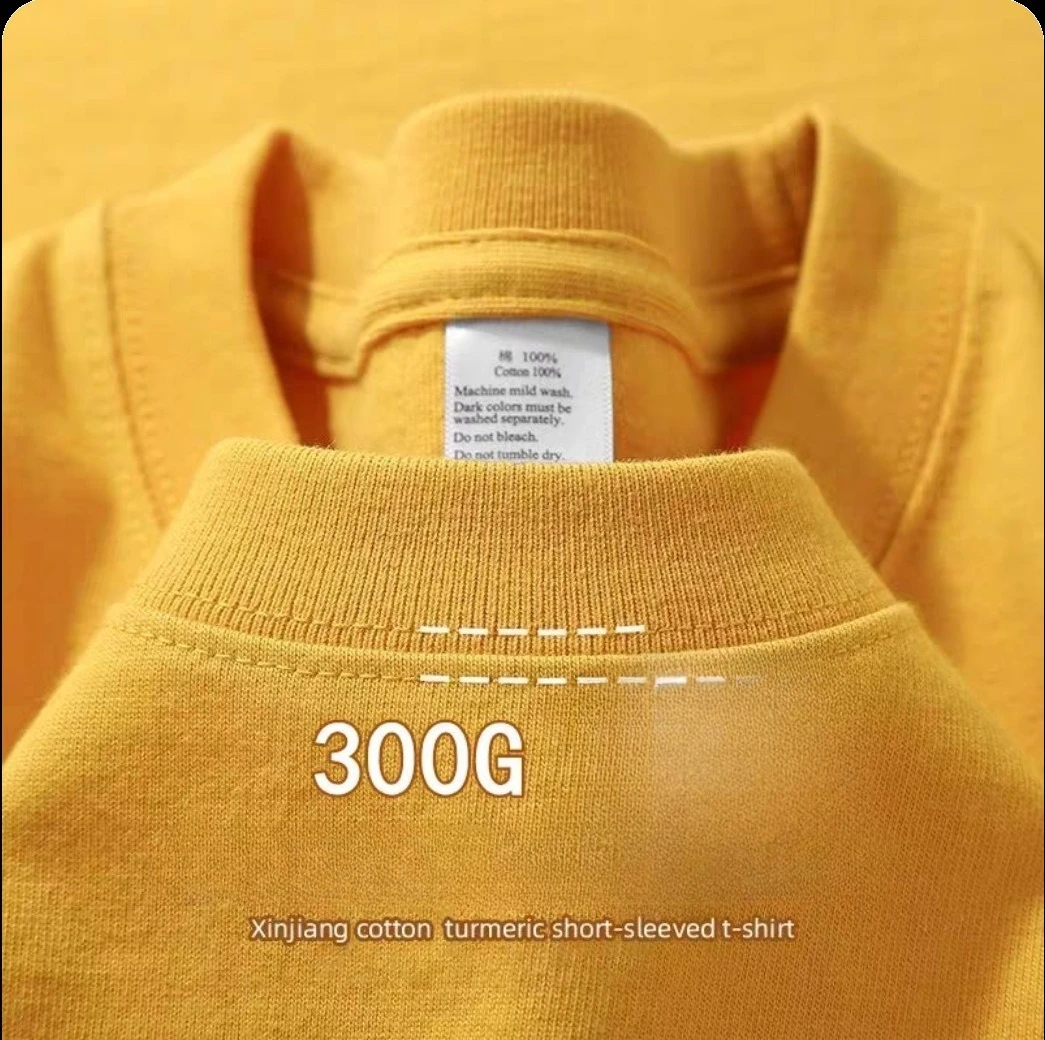 เสื้อยืดผู้ชายคุณภาพสูงสำหรับฤดูร้อน GSM 300G ผ้าฝ้ายเนื้อหนา คอกลม แขนครึ่ง ระบายอากาศได้ดี เสื้อยืดผู้ชายแบบใหม่